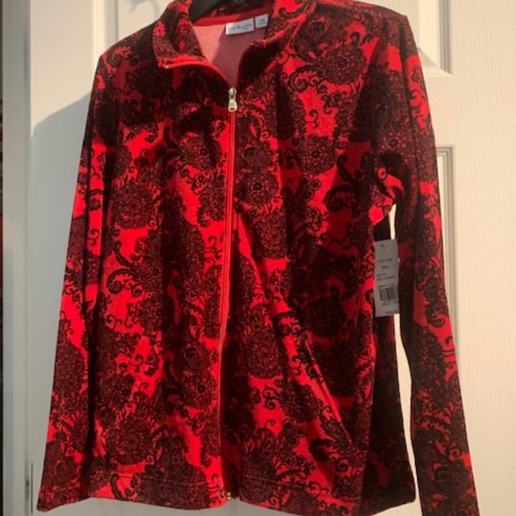 NWT Kim Rogers Velor Zipper Jacket Size Petite Medium - Picture 2 of 9